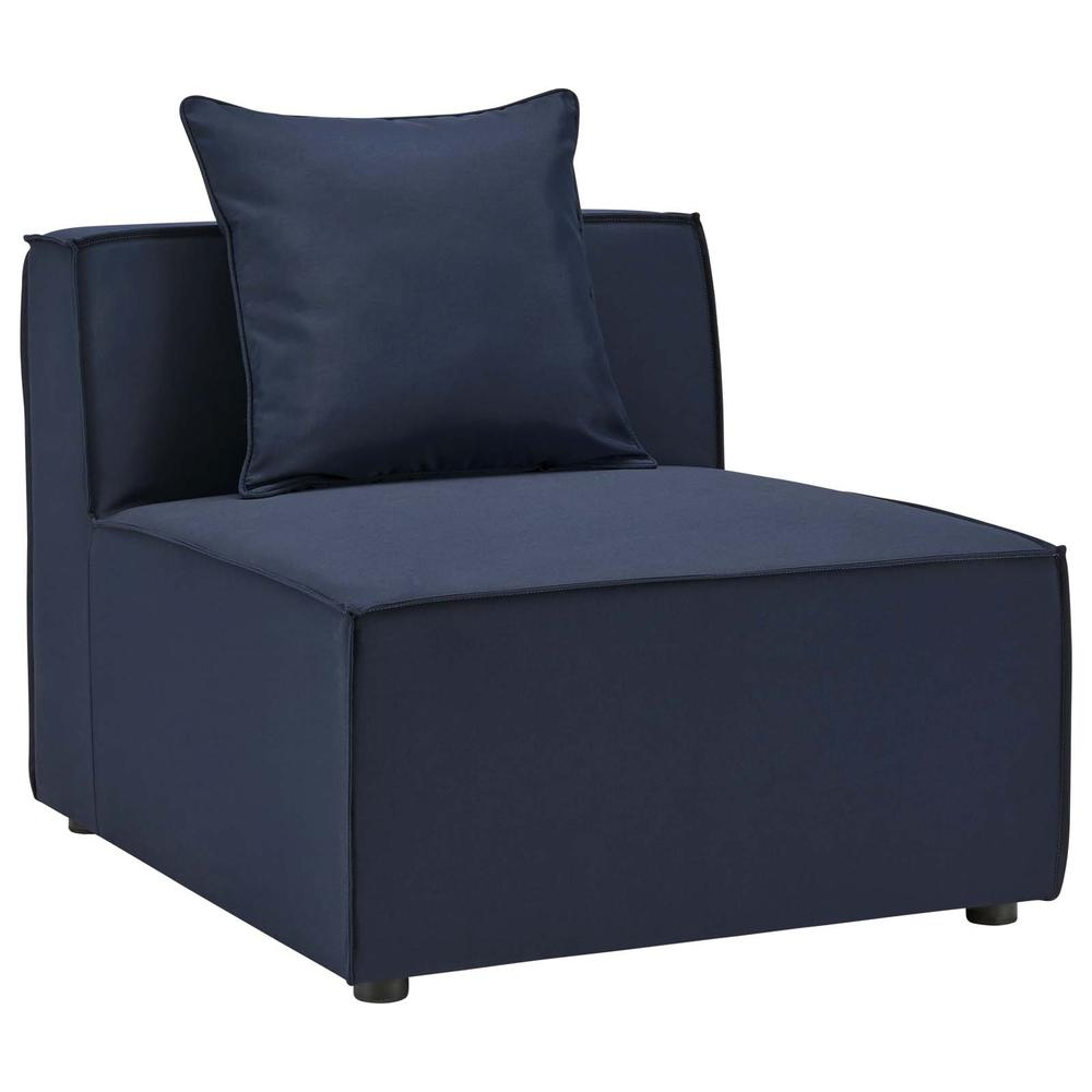 Saybrook Outdoor Patio Upholstered Sectional Sofa Armless Chair - Navy Blue EEI-4209-NAV