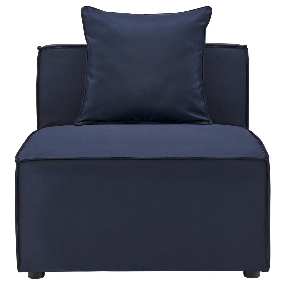 Saybrook Outdoor Patio Upholstered Sectional Sofa Armless Chair - Navy Blue EEI-4209-NAV