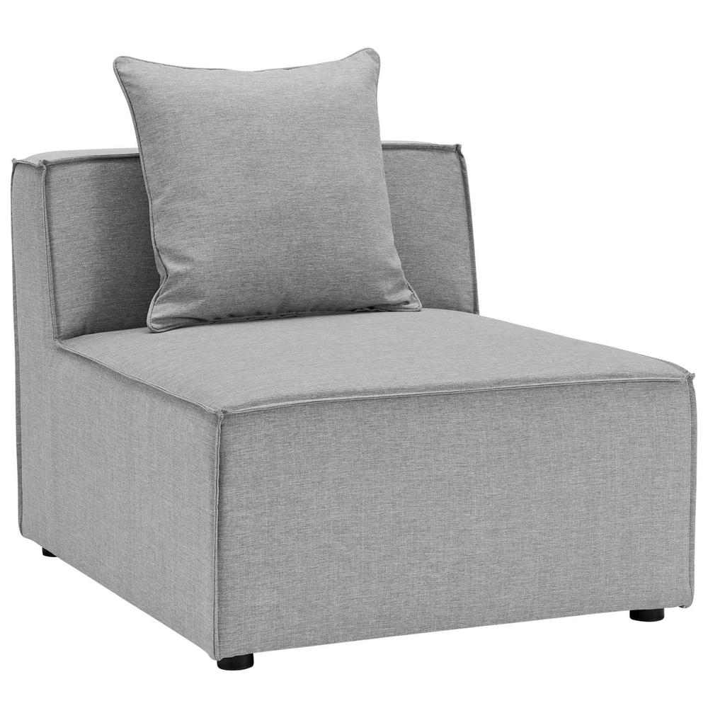 Saybrook Outdoor Patio Upholstered Sectional Sofa Armless Chair - Gray EEI-4209-GRY