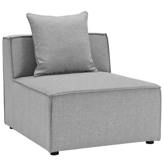 Saybrook Outdoor Patio Upholstered Sectional Sofa Armless Chair - Gray EEI-4209-GRY