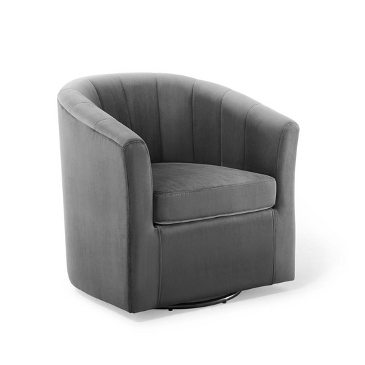 Prospect Performance Velvet Swivel Armchair - Charcoal EEI-4139-CHA