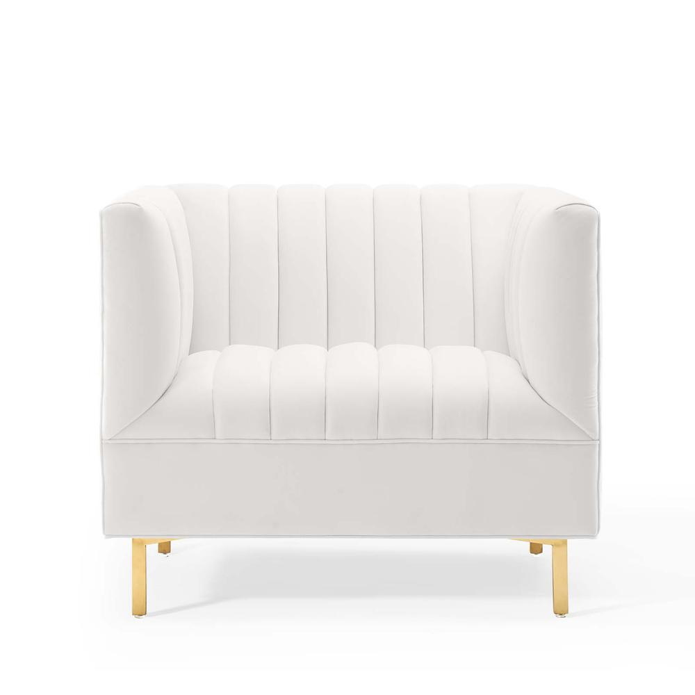 Shift Channel Tufted Performance Velvet Armchair - White EEI-4130-WHI