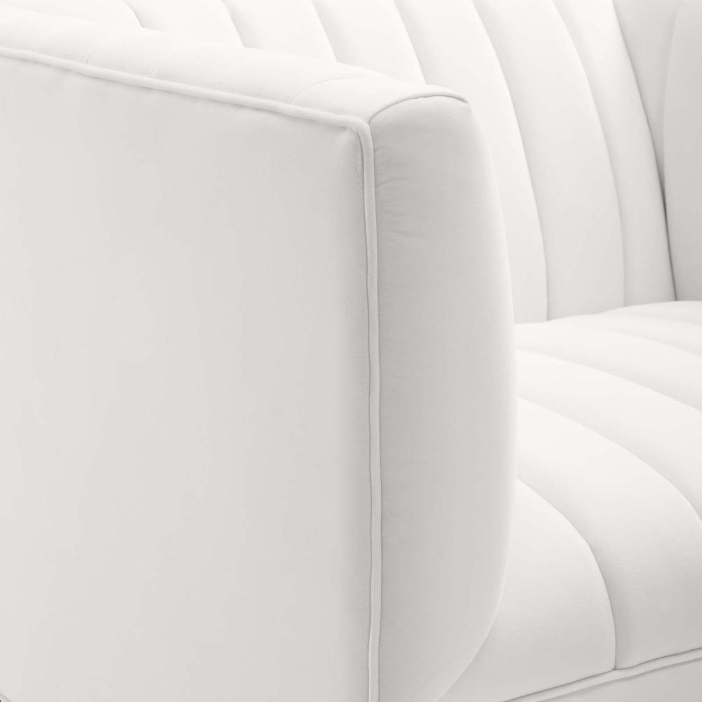 Shift Channel Tufted Performance Velvet Armchair - White EEI-4130-WHI