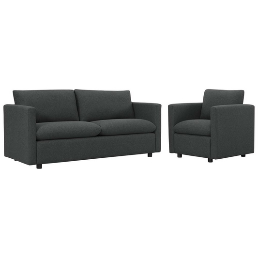 Activate Upholstered Fabric Sofa and Armchair Set - Gray