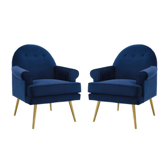 Revive Armchair Performance Velvet Set of 2 - Navy EEI-4295-NAV