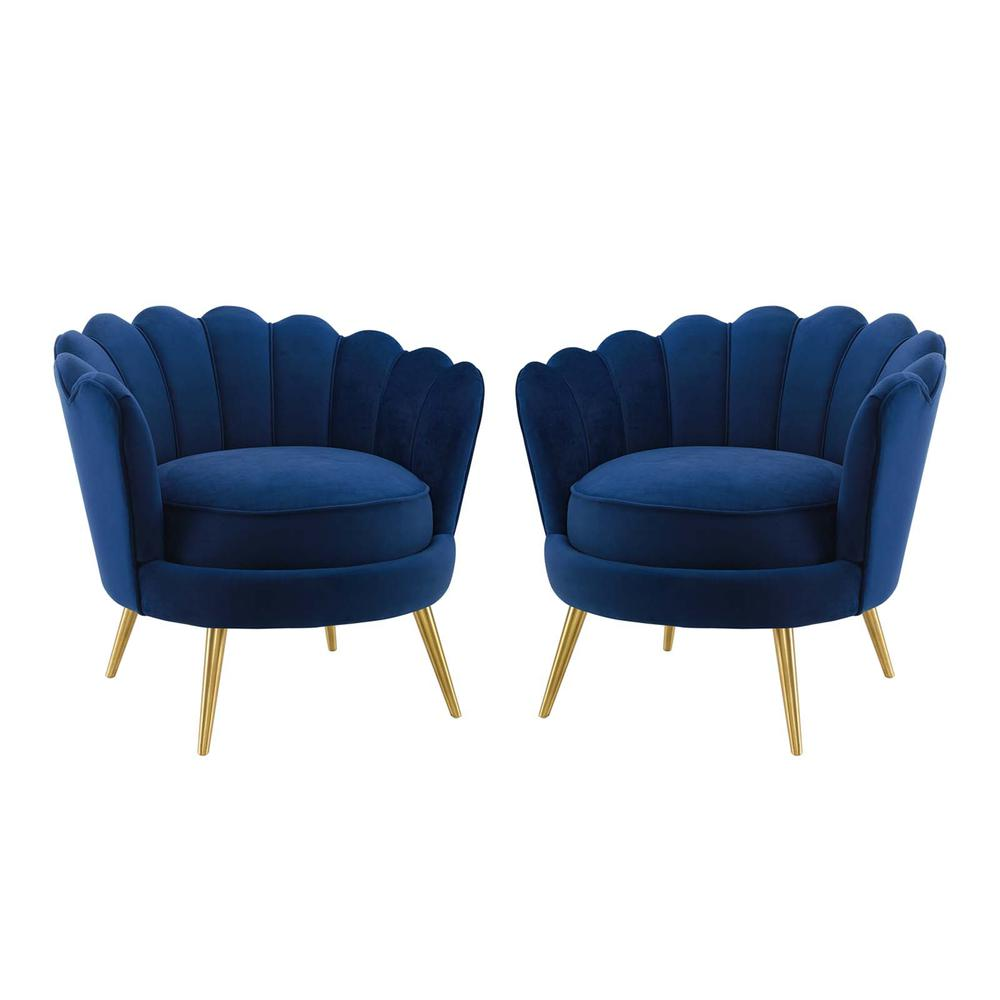 Admire Accent Armchair Performance Velvet Set of 2 - Navy EEI-4294-NAV