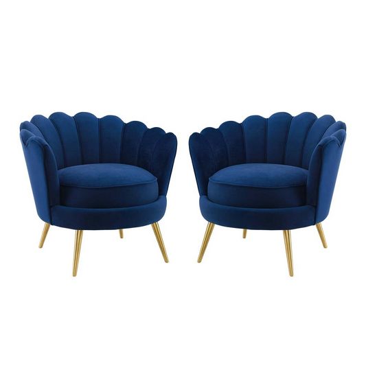 Admire Accent Armchair Performance Velvet Set of 2 - Navy EEI-4294-NAV