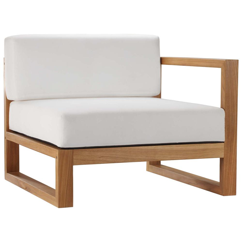 Upland Outdoor Patio Teak Wood 2-Piece Sectional Sofa Loveseat - Natural White EEI-4256-NAT-WHI-SET