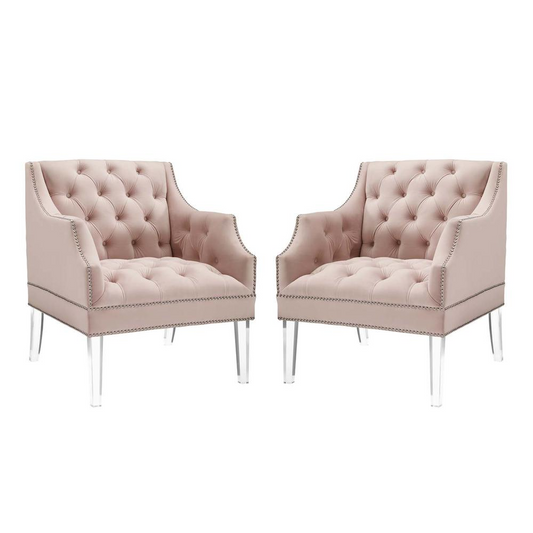 Proverbial Armchair Performance Velvet Set of 2 - Pink EEI-4421-PNK