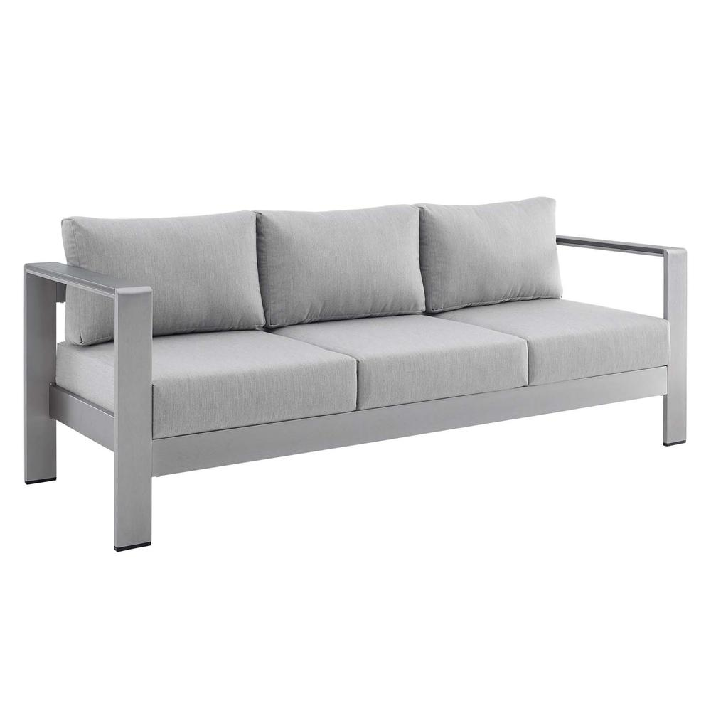 Shore Sunbrella® Fabric Aluminum Outdoor Patio Sofa - Silver Gray EEI-4228-SLV-GRY