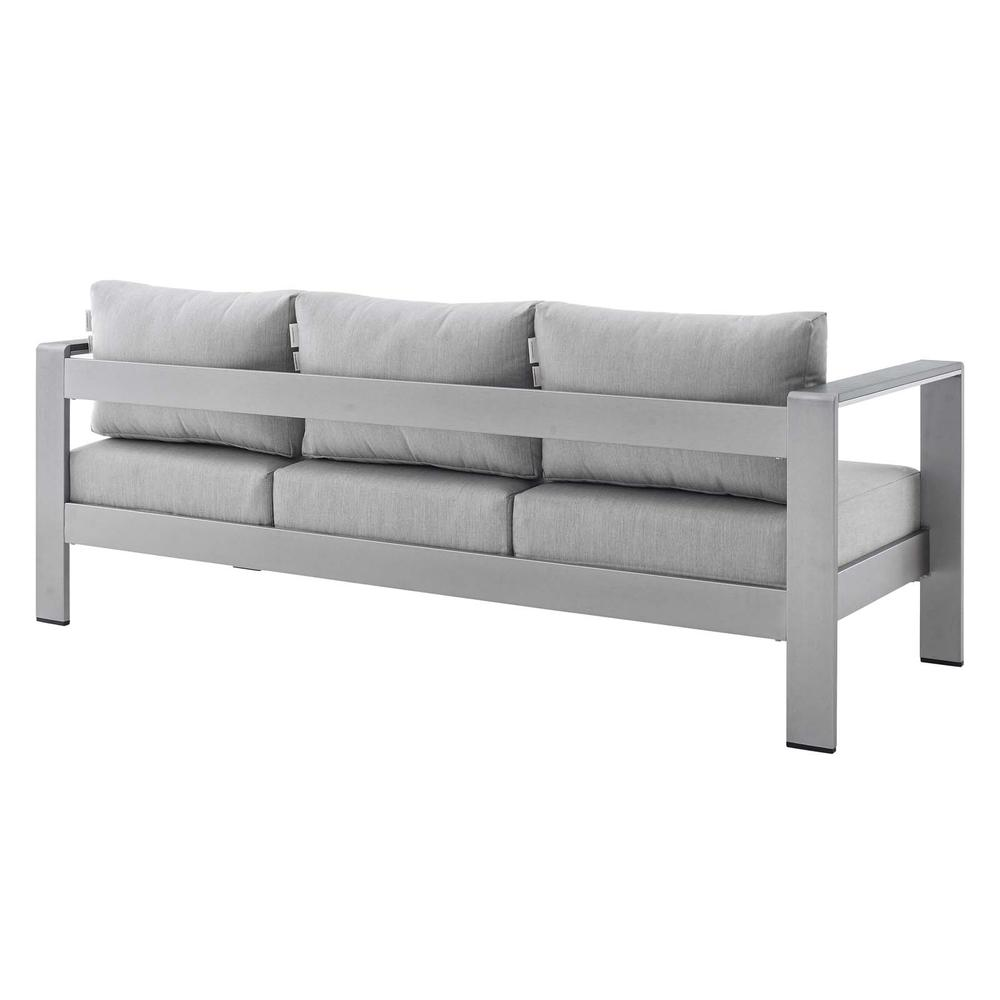 Shore Sunbrella® Fabric Aluminum Outdoor Patio Sofa - Silver Gray EEI-4228-SLV-GRY