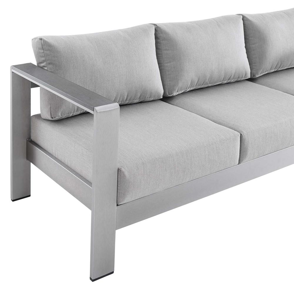 Shore Sunbrella® Fabric Aluminum Outdoor Patio Sofa - Silver Gray EEI-4228-SLV-GRY