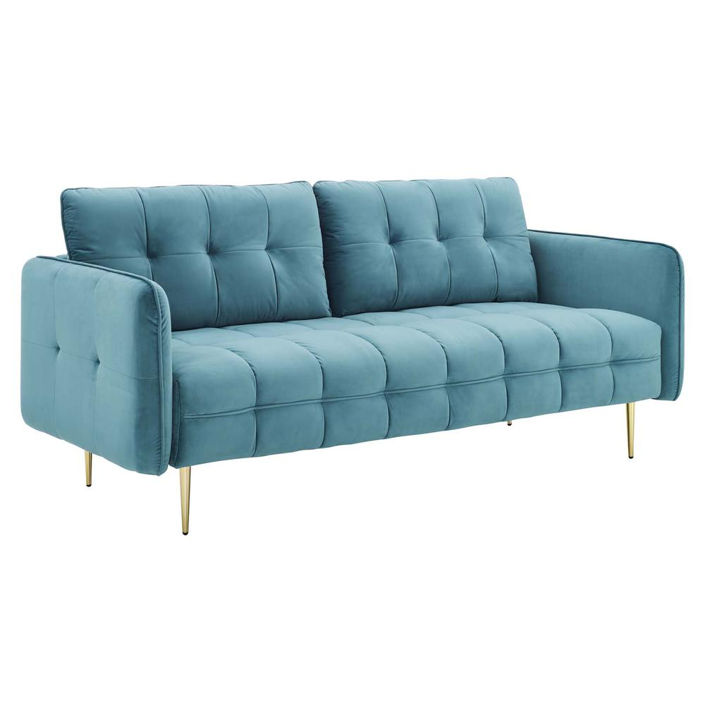 Cameron Tufted Performance Velvet Sofa - Sea Blue EEI-4450-SEA