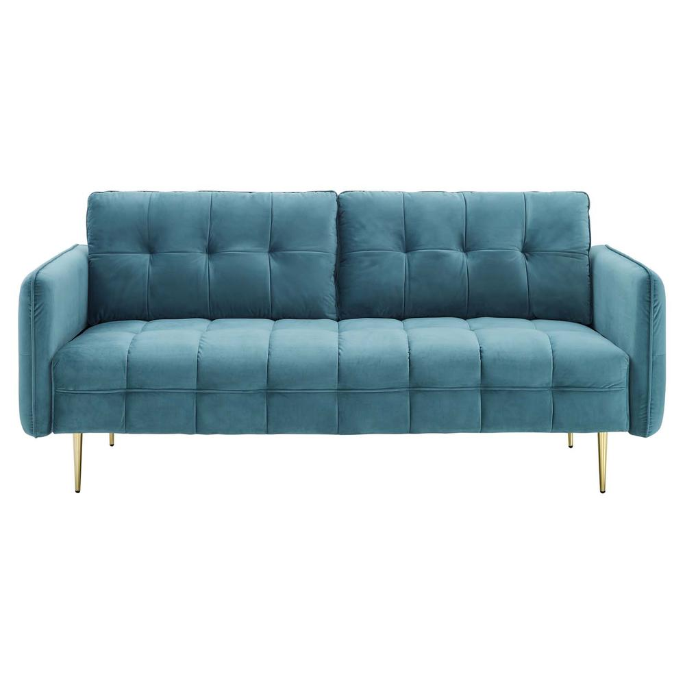 Cameron Tufted Performance Velvet Sofa - Sea Blue EEI-4450-SEA