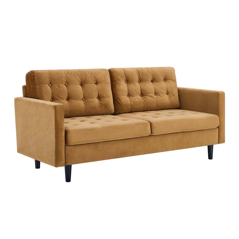 Exalt Tufted Performance Velvet Sofa - Cognac EEI-4444-COG