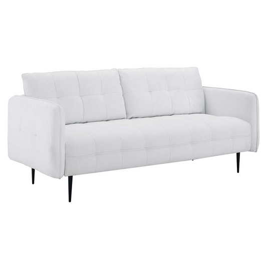 Cameron Tufted Fabric Sofa - White