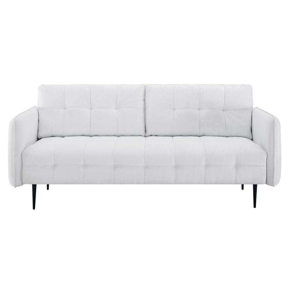 Cameron Tufted Fabric Sofa - White