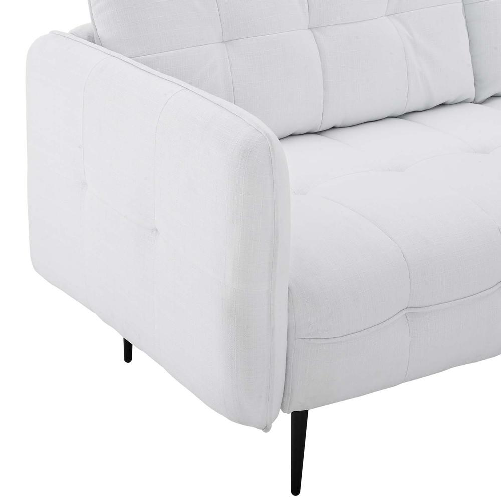 Cameron Tufted Fabric Sofa - White