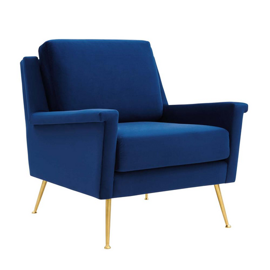 Chesapeake Performance Velvet Armchair - Gold Navy