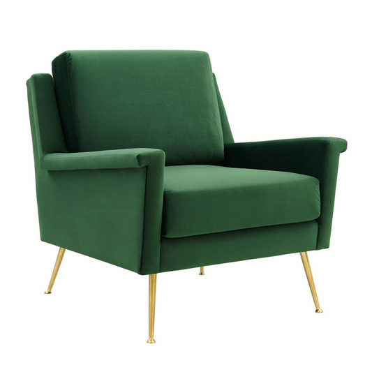 Chesapeake Performance Velvet Armchair - Gold Emerald