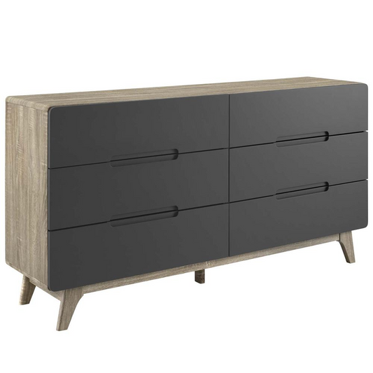 Origin Six-Drawer Wood Dresser or Display Stand - Natural Gray MOD-6076-NAT-GRY