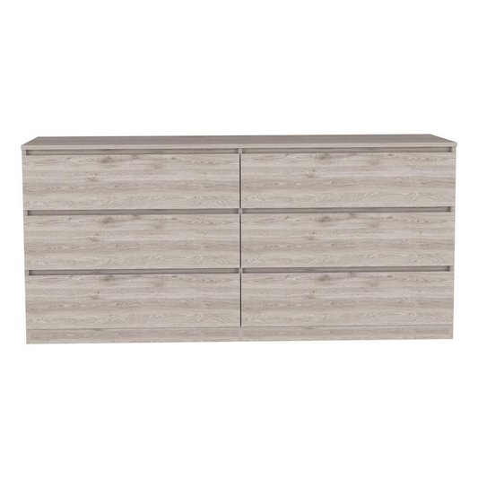 DEPOT E-SHOP Cocora 6 Drawer Double Dresser -With Six Drawer, Countertop, Base-Light Grey/White. For Bedroom
