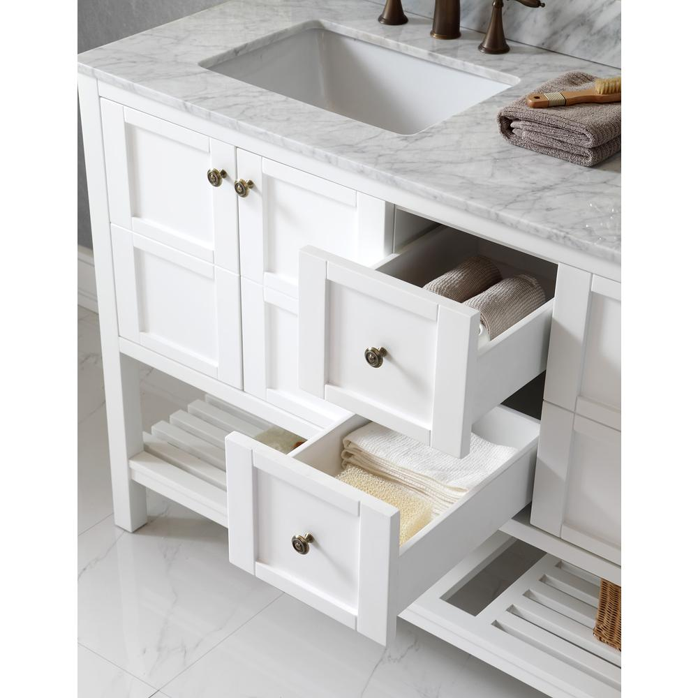 Winterfell 60" Vanity in White with Marble Top and Sinks and Mirror ED-30060-WMSQ-WH