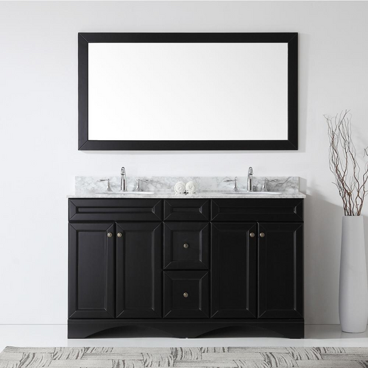 Talisa 60" Vanity in Espresso with Marble Top and Sinks and Mirror ED-25060-WMRO-ES