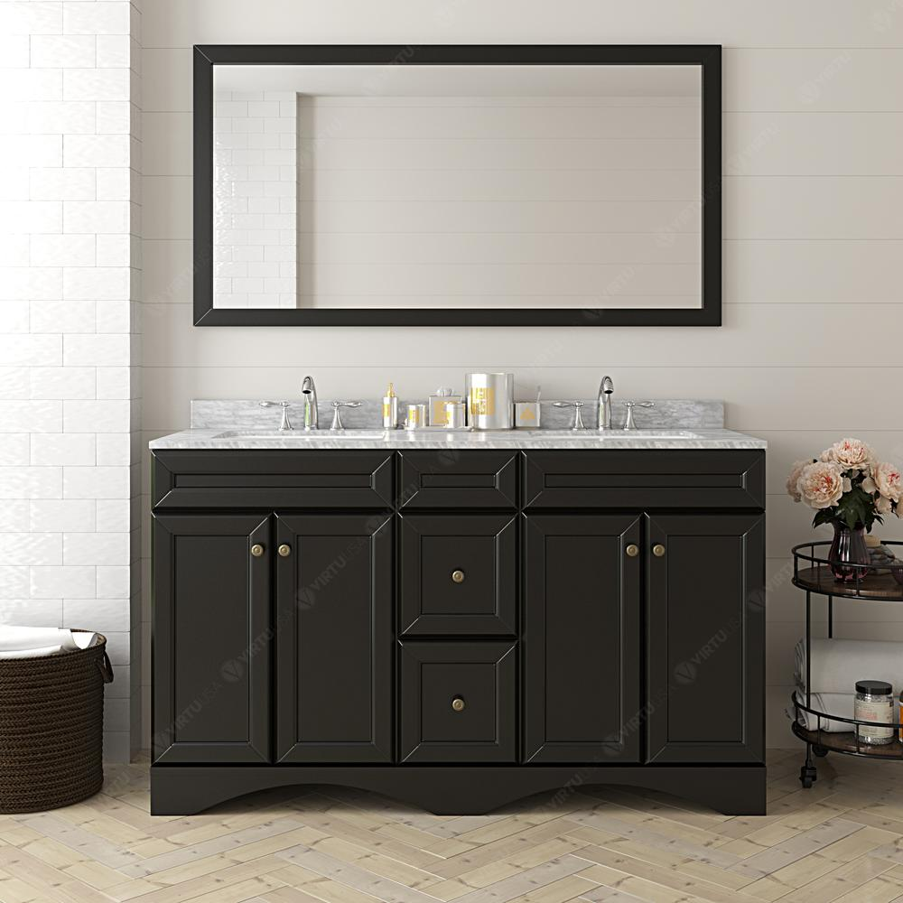 Talisa 60" Vanity in Espresso with Marble Top and Sinks and Mirror ED-25060-WMSQ-ES