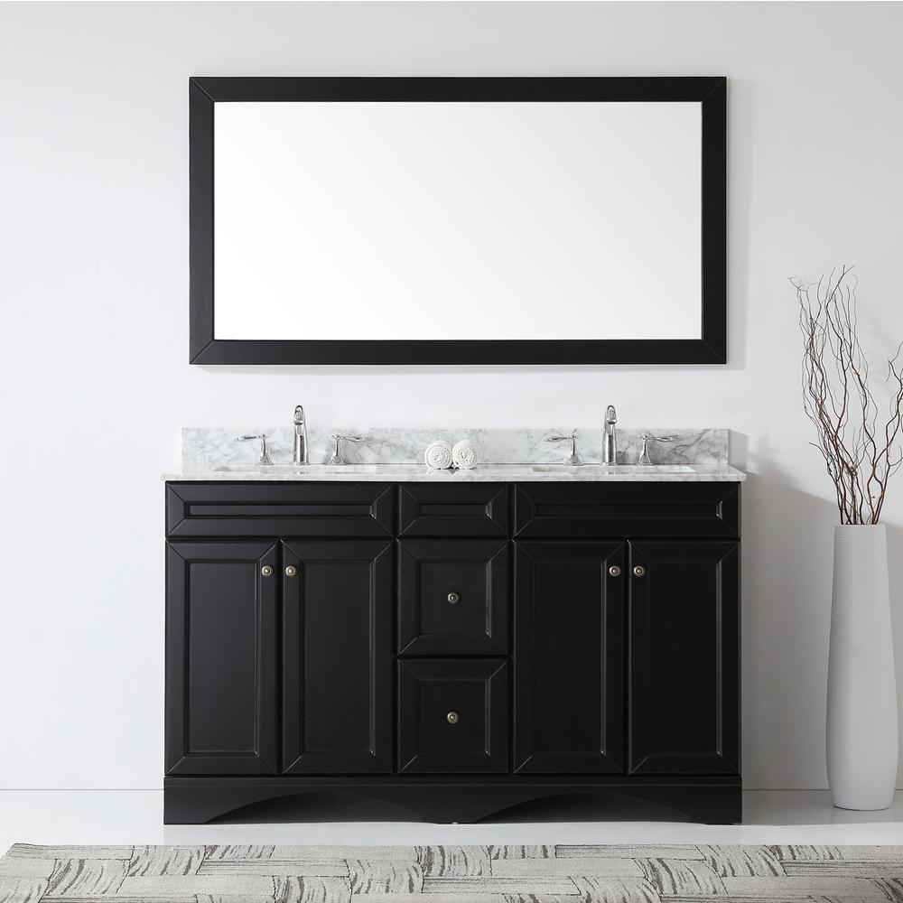 Talisa 60" Vanity in Espresso with Marble Top and Sinks and Mirror ED-25060-WMSQ-ES