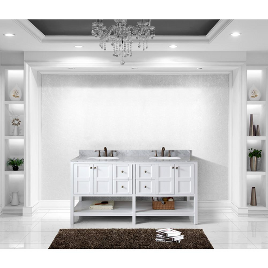 Winterfell 72" Double Bath Vanity in White with Marble Top and Sinks ED-30072-WMRO-WH-NM