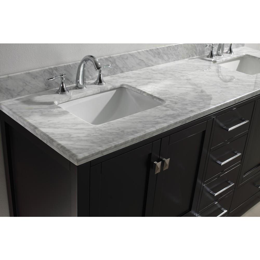 Caroline Avenue 72" Vanity in Espresso with Top and Sinks and Mirror GD-50072-WMSQ-ES