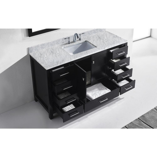 Caroline Avenue 60" Vanity in Espresso with Top and Sink and Mirror GS-50060-WMSQ-ES