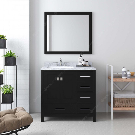 Caroline Avenue 36" Vanity in Espresso with Top and Sink and Mirror GS-50036-WMSQ-ES