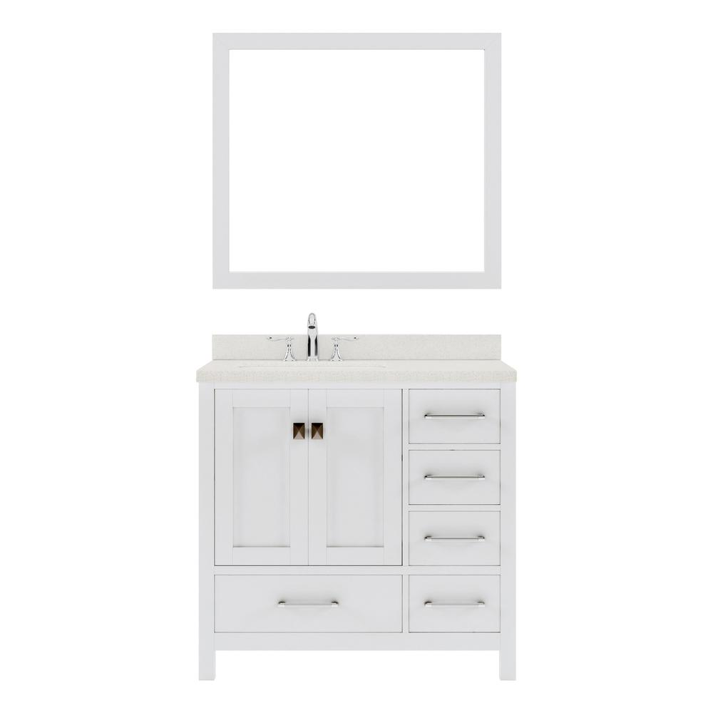 Caroline Avenue 36" Vanity in White with Top and Sink and Mirror GS-50036-DWQSQ-WH