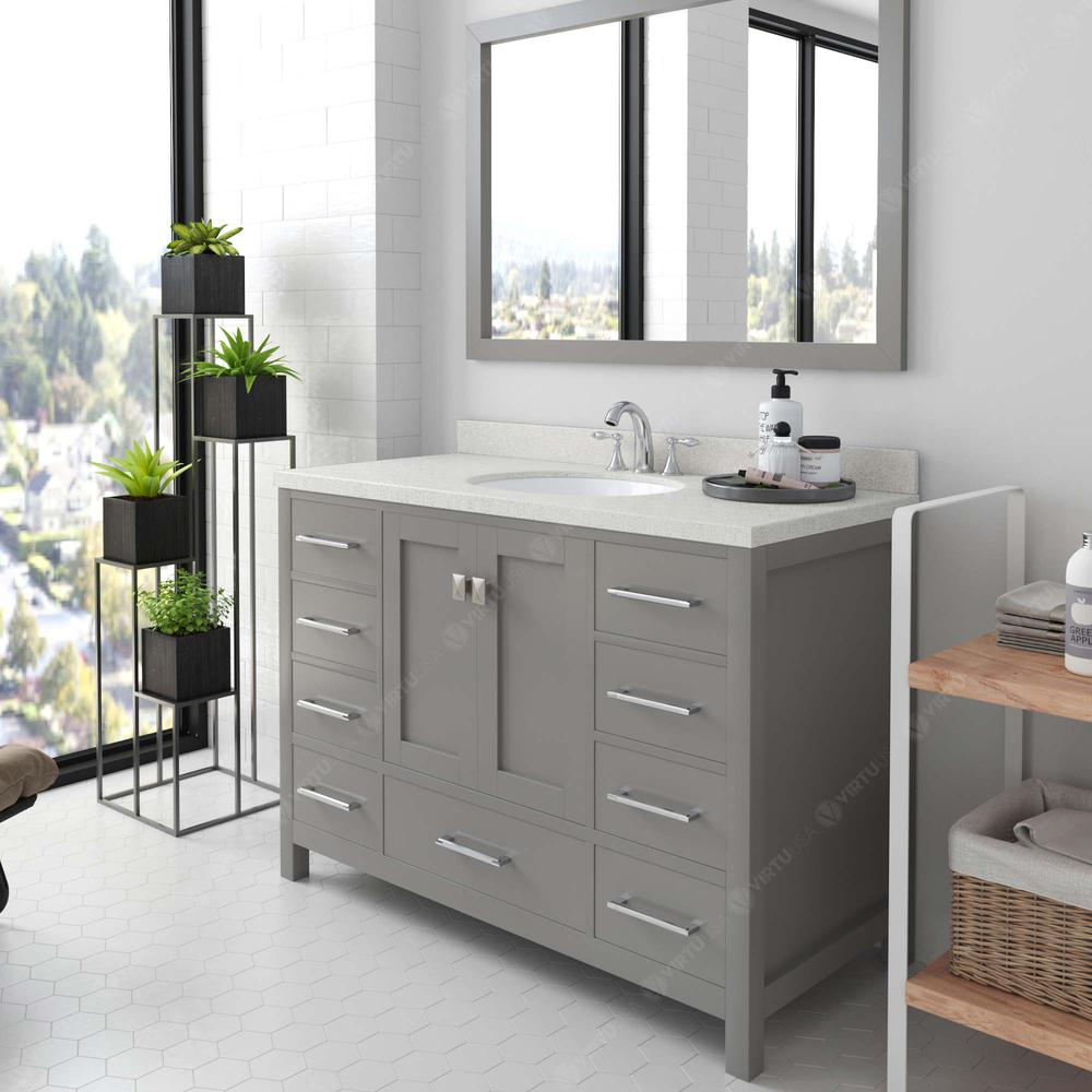 Caroline Avenue 48" Vanity in Gray with Quartz Top and Sink and Mirror GS-50048-DWQRO-CG