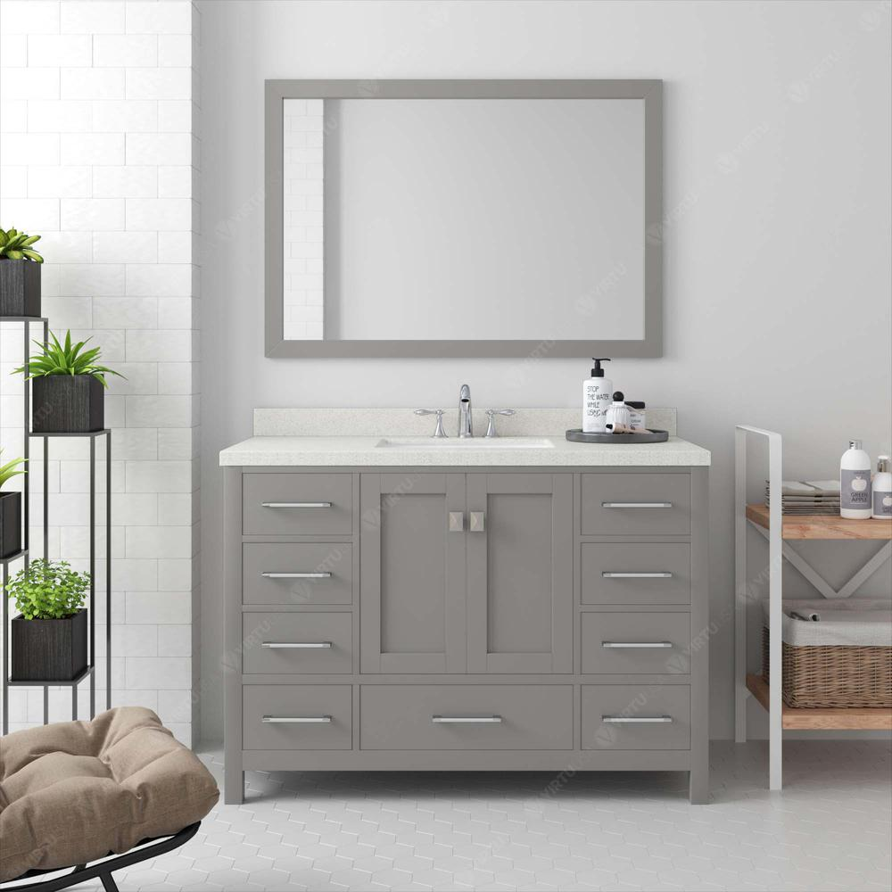 Caroline Avenue 48" Vanity in Gray with Quartz Top and Sink and Mirror GS-50048-DWQRO-CG