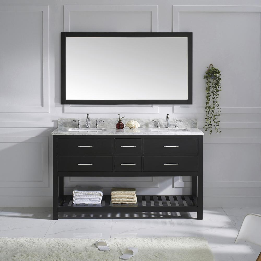 Caroline Estate 60" Vanity in Espresso with Top and Sinks and Mirror MD-2260-WMSQ-ES-010