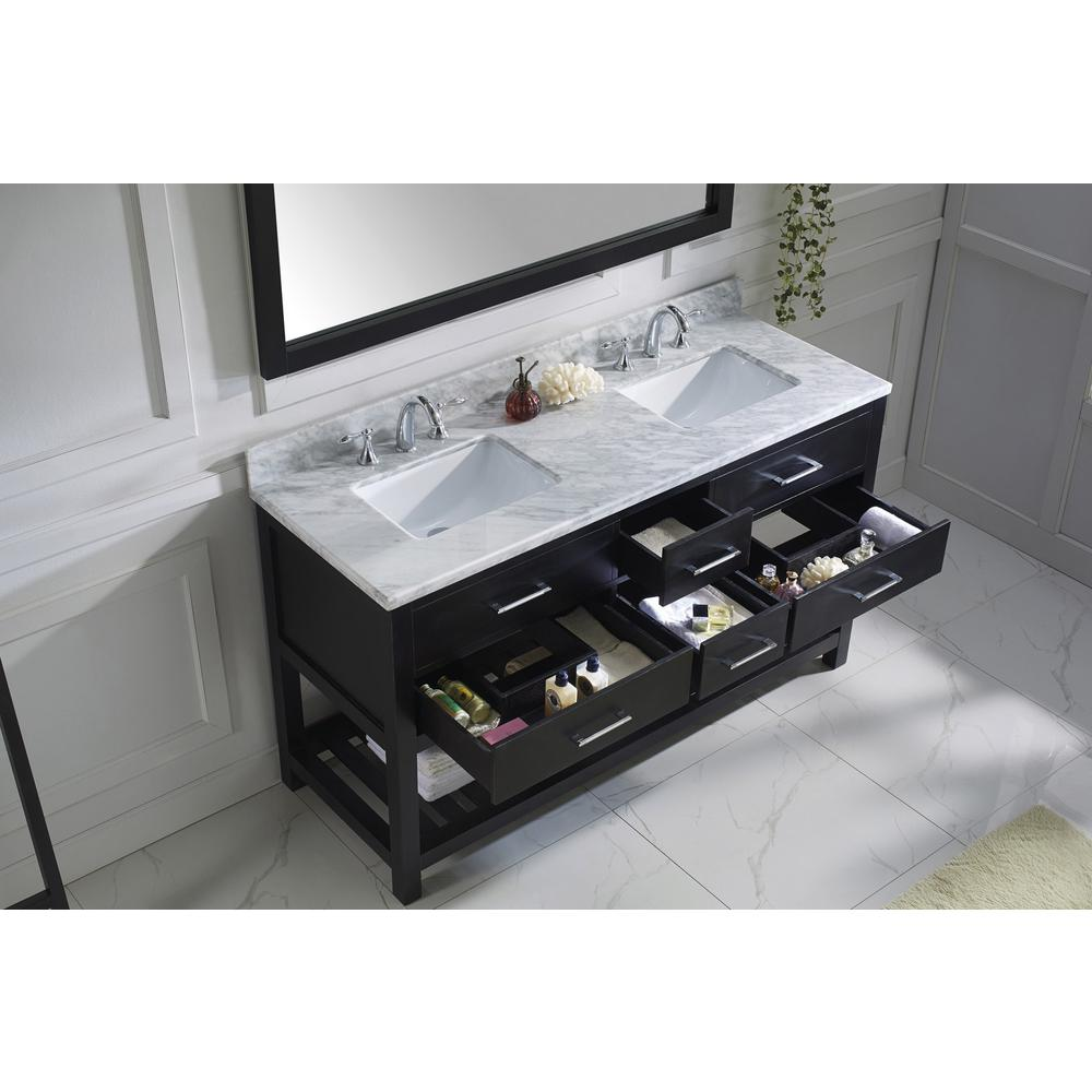 Caroline Estate 60" Vanity in Espresso with Top and Sinks and Mirror MD-2260-WMSQ-ES-010