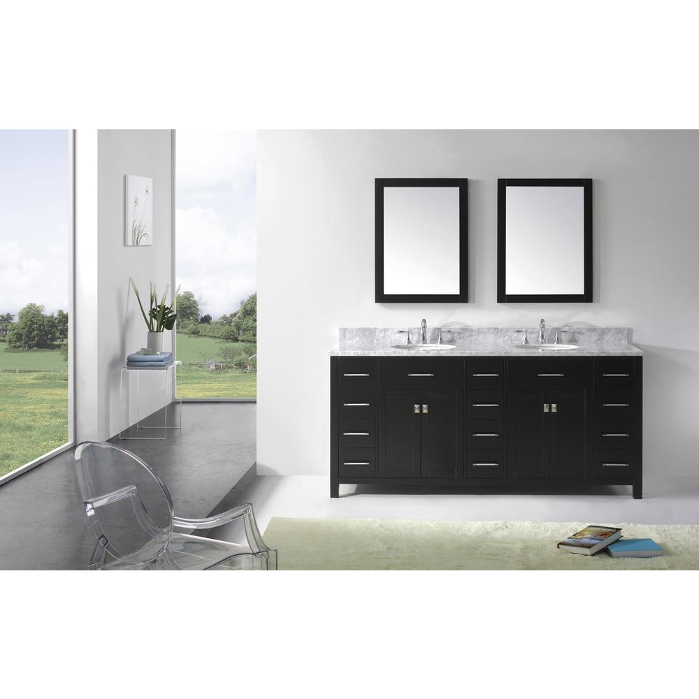 Caroline Parkway 72" Vanity in Espresso with Top and Sinks and Mirror MD-2172-WMRO-ES