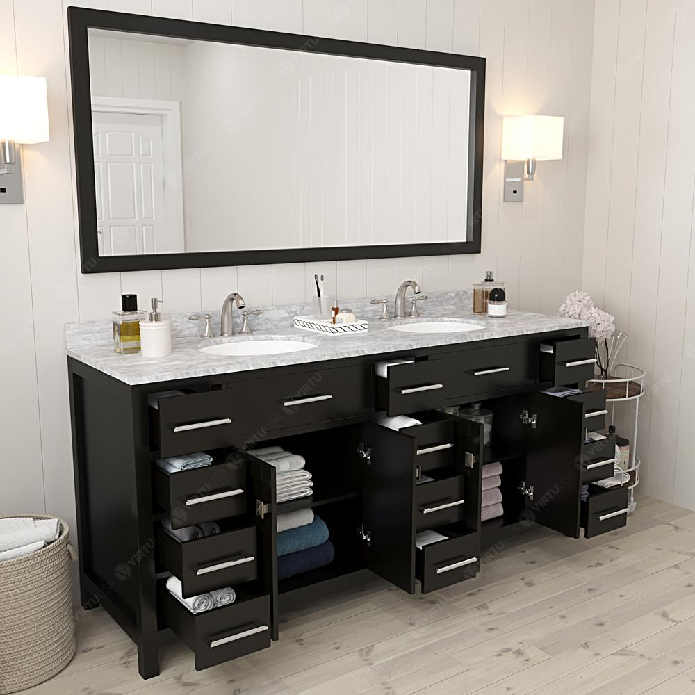 Caroline Parkway 72" Vanity in Espresso with Top and Sinks and Mirror MD-2172-WMRO-ES