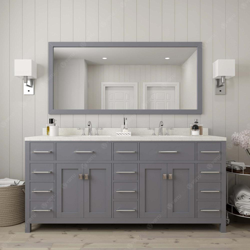 Caroline Parkway 72" Vanity in Gray with Top and Sinks and Mirror MD-2172-DWQSQ-GR