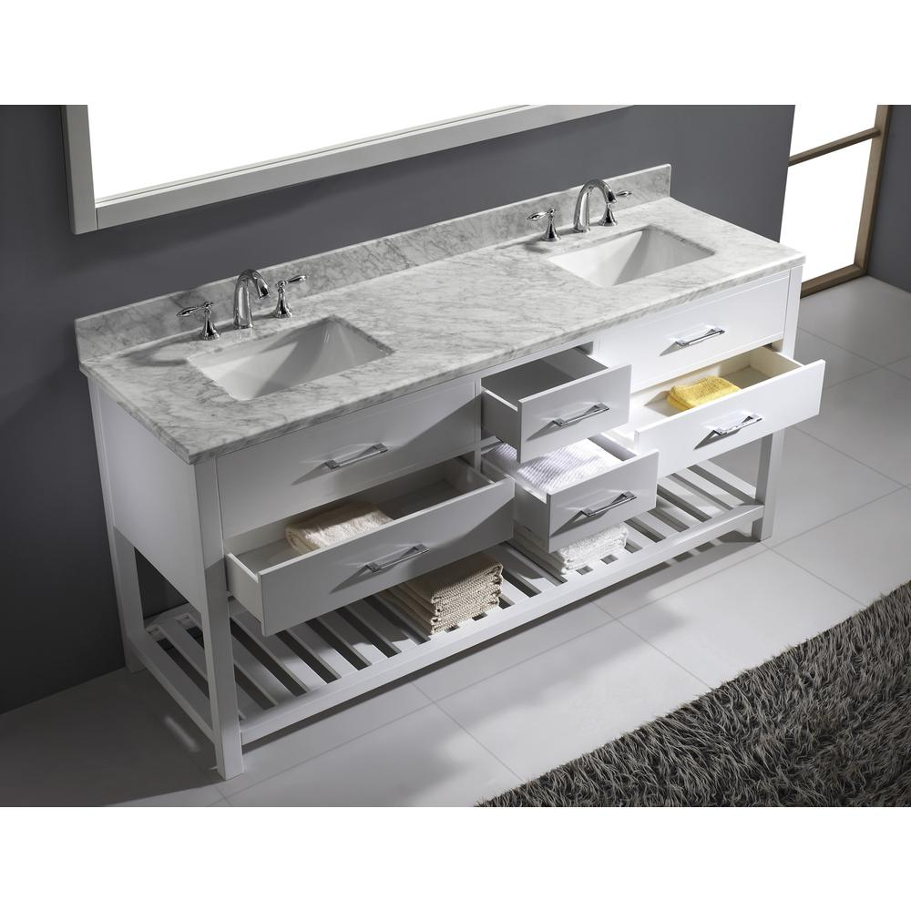 Caroline Estate 72" Vanity in White with Top and Sinks and Mirror MD-2272-WMSQ-WH-010