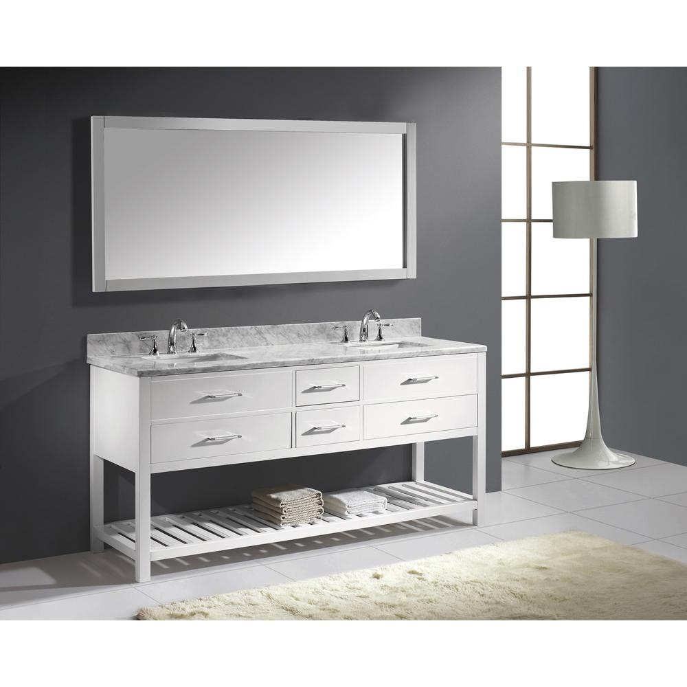 Caroline Estate 72" Vanity in White with Top and Sinks and Mirror MD-2272-WMSQ-WH-010