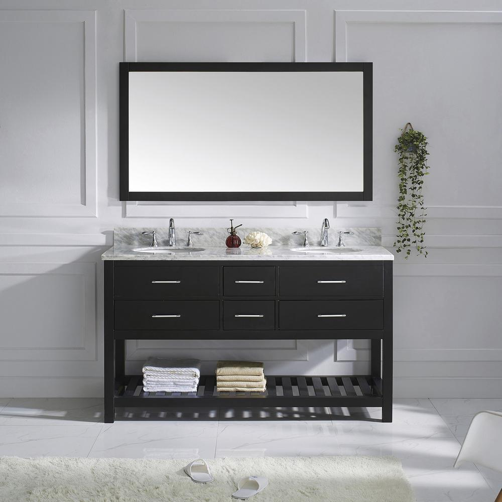 Caroline Estate 60" Vanity in Espresso with Top and Sinks and Mirror MD-2260-WMRO-ES-010