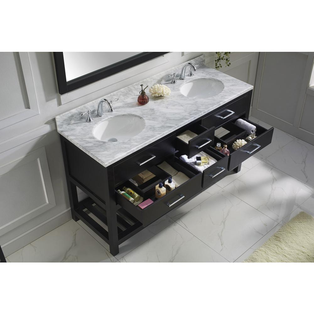 Caroline Estate 60" Vanity in Espresso with Top and Sinks and Mirror MD-2260-WMRO-ES-010