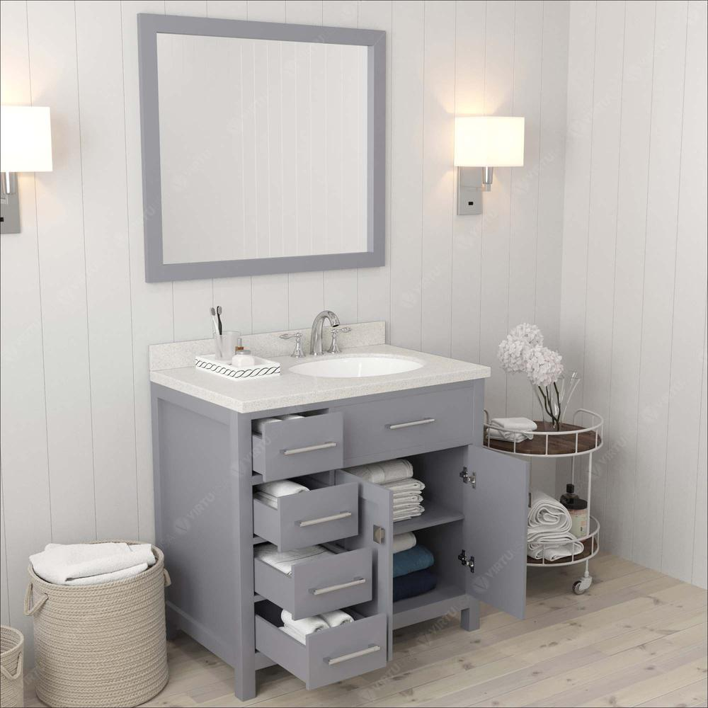 Caroline Parkway 36" Vanity in Gray with Top and Sink and Mirror MS-2136L-DWQRO-GR