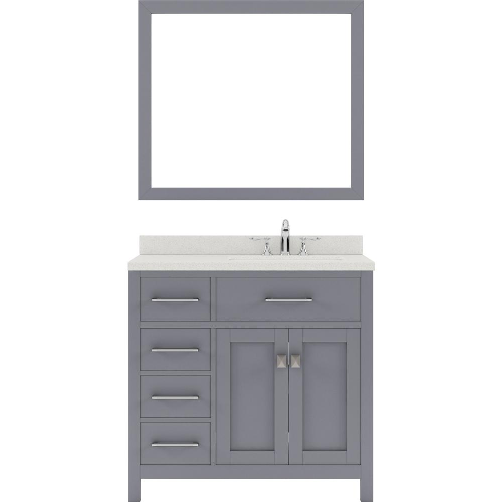 Caroline Parkway 36" Vanity in Gray with Top and Sink and Mirror MS-2136L-DWQRO-GR