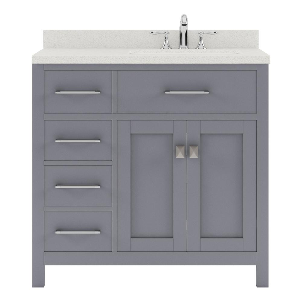 Caroline Parkway 36" Vanity in Gray with Top and Sink and Mirror MS-2136L-DWQRO-GR