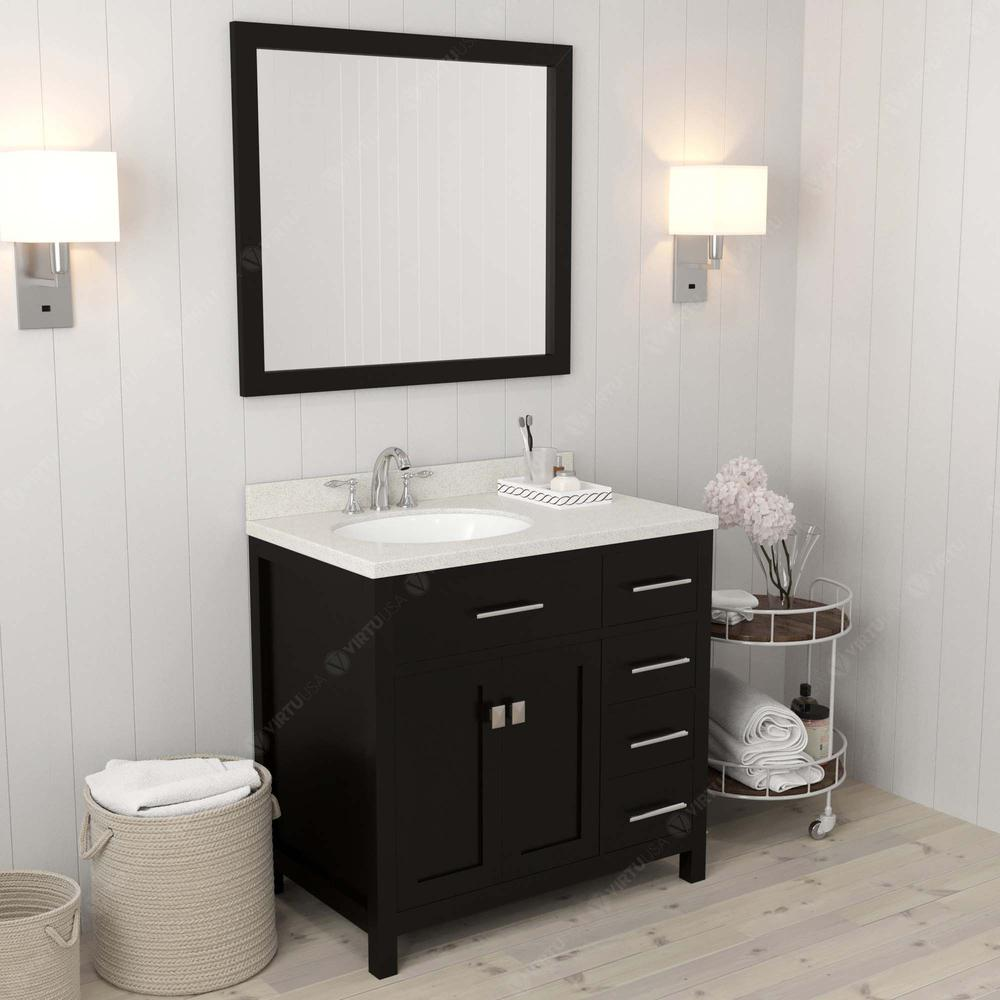 Caroline Parkway 36" Vanity in Espresso with Top and Sink and Mirror MS-2136R-DWQRO-ES